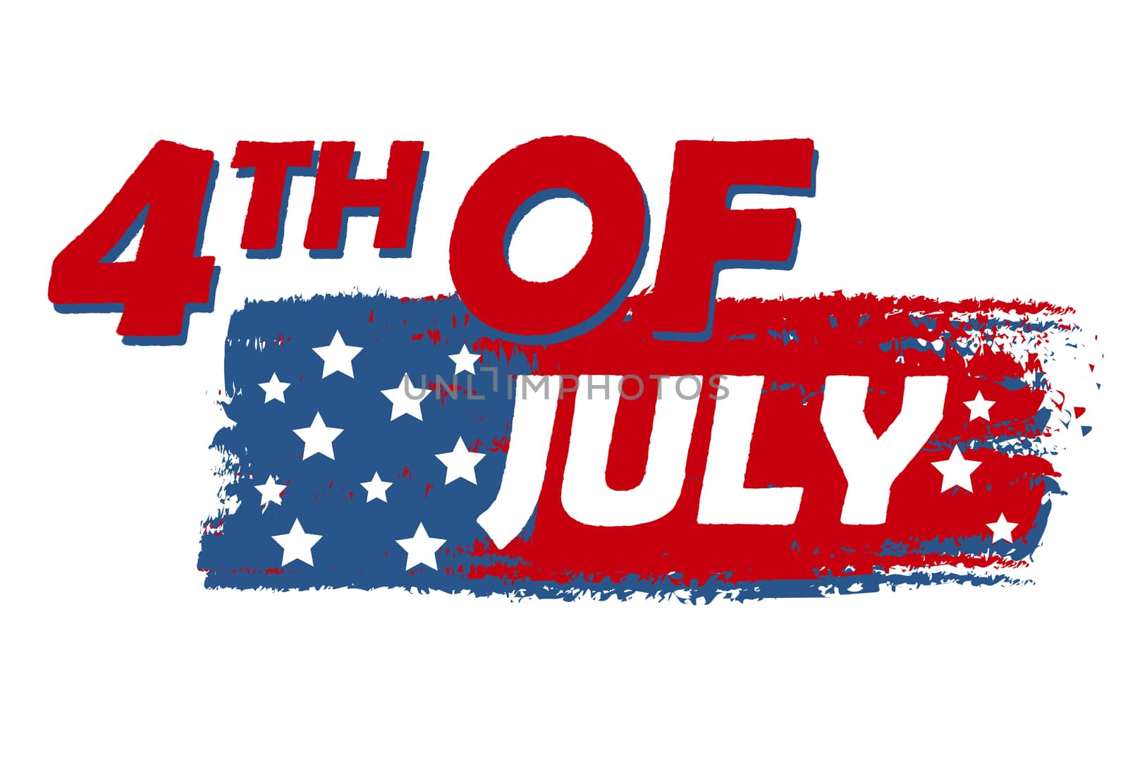 4th of July with stars over drawing flag banner - USA Independence Day, american holiday concept
