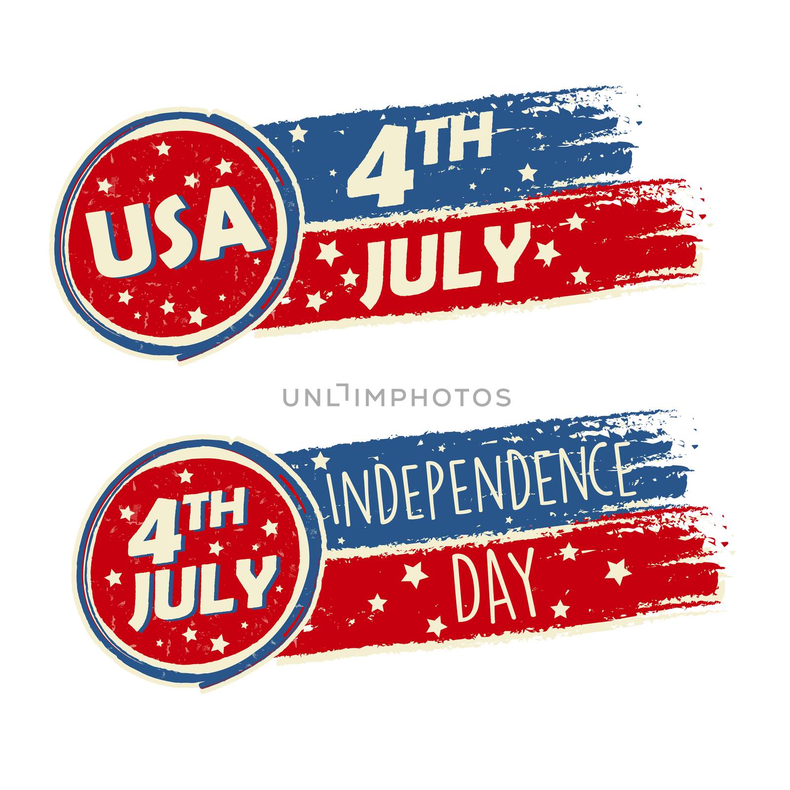 USA Independence Day and 4th of July with stars in drawing banners - American holiday concept