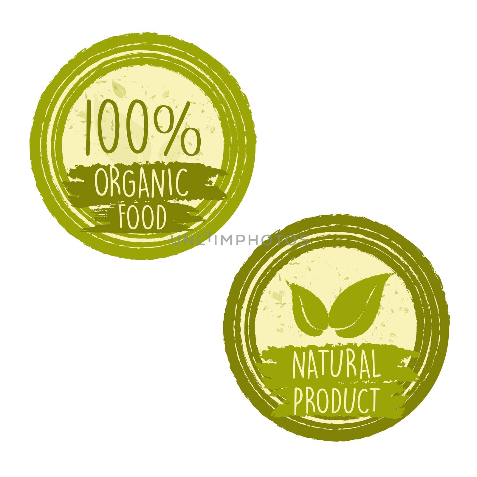 100 percent organic food and natural product with leaf signs in  by marinini