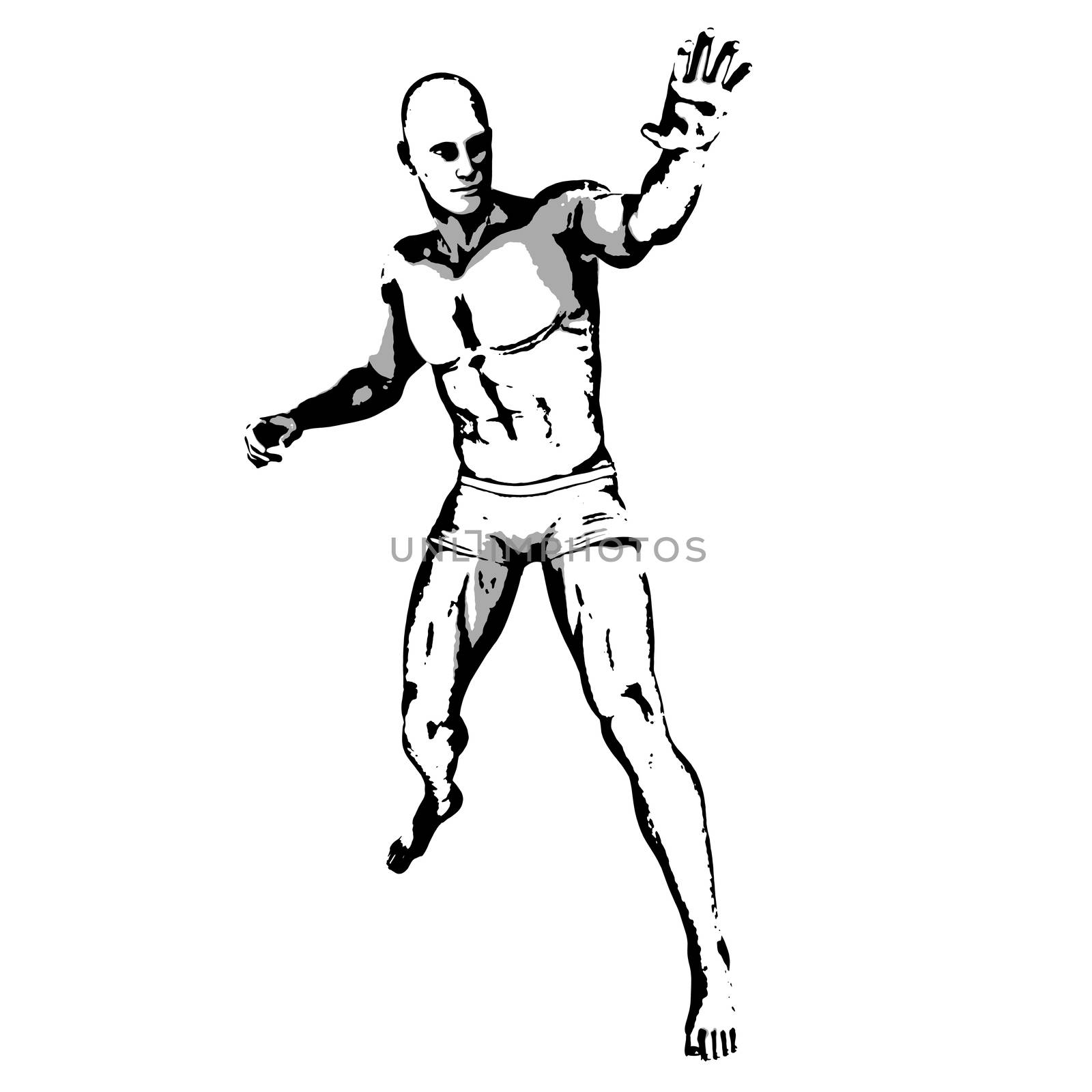 Comic Book Hero Pose in Sketch Ink Illustration