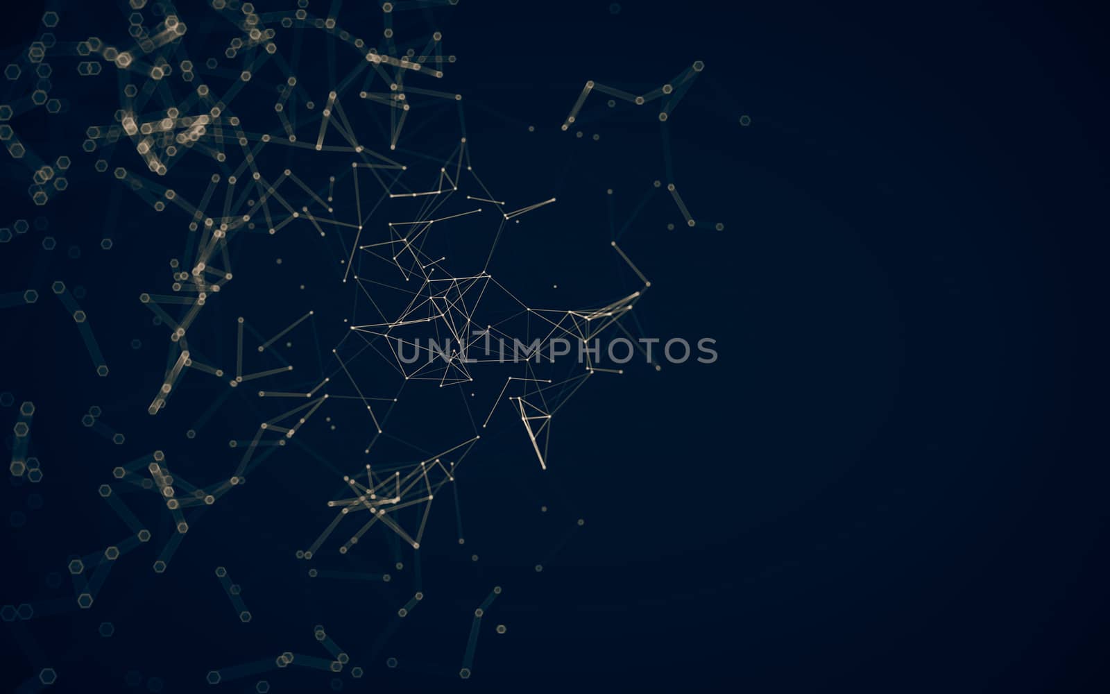 Abstract polygonal space low poly dark background with connecting dots and lines. Connection structure.