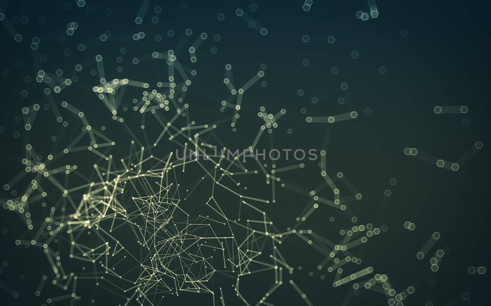 Abstract polygonal space low poly dark background with connecting dots and lines. Connection structure.