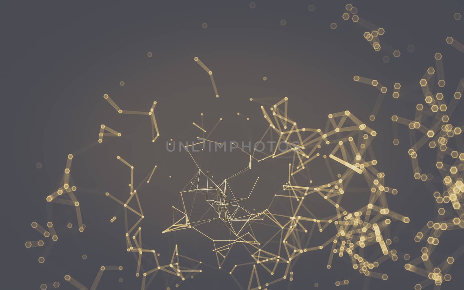 Abstract polygonal space low poly dark background with connecting dots and lines. Connection structure.