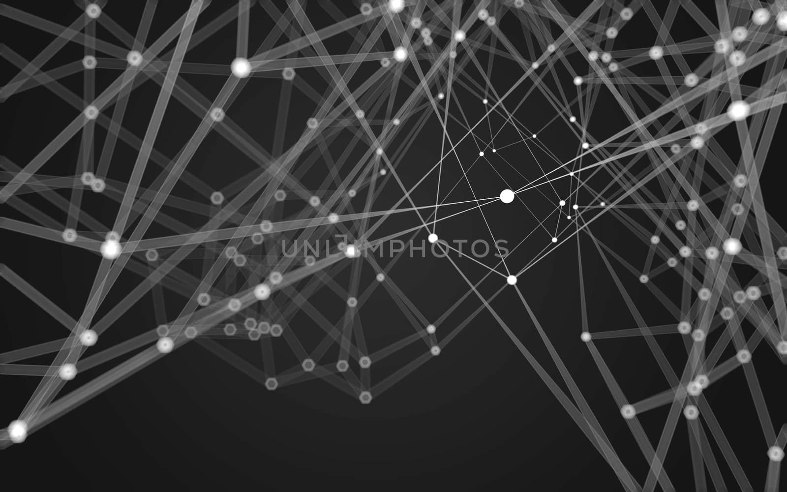 Abstract polygonal space low poly dark background with connecting dots and lines. Connection structure. 3d rendering