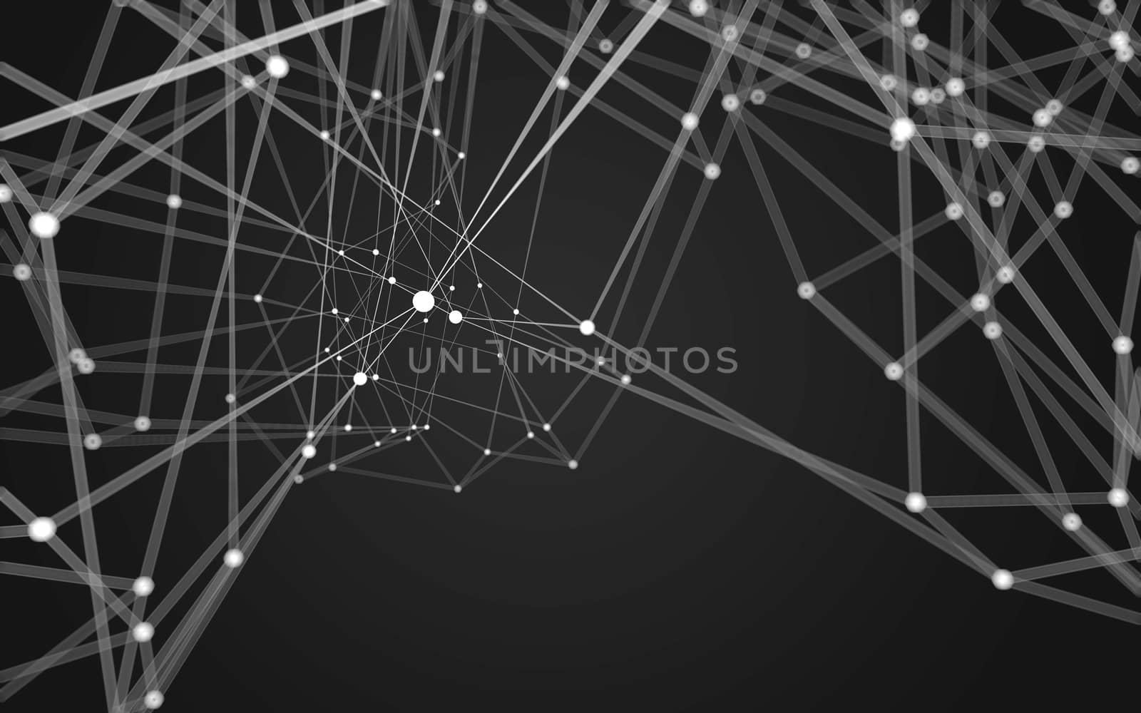 Abstract polygonal space low poly dark background with connecting dots and lines. Connection structure. 3d rendering