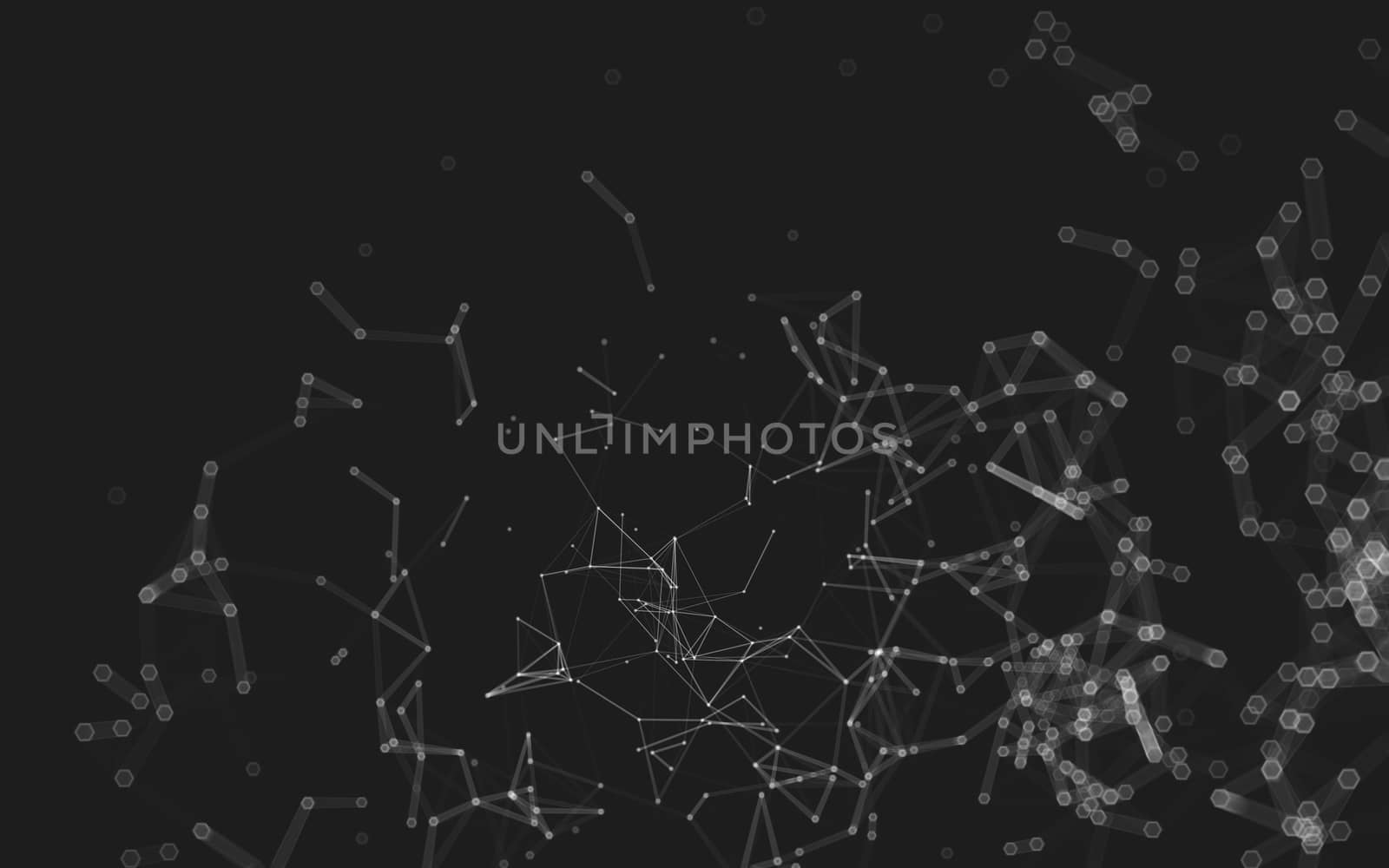 Abstract polygonal space low poly dark background with connecting dots and lines. Connection structure.