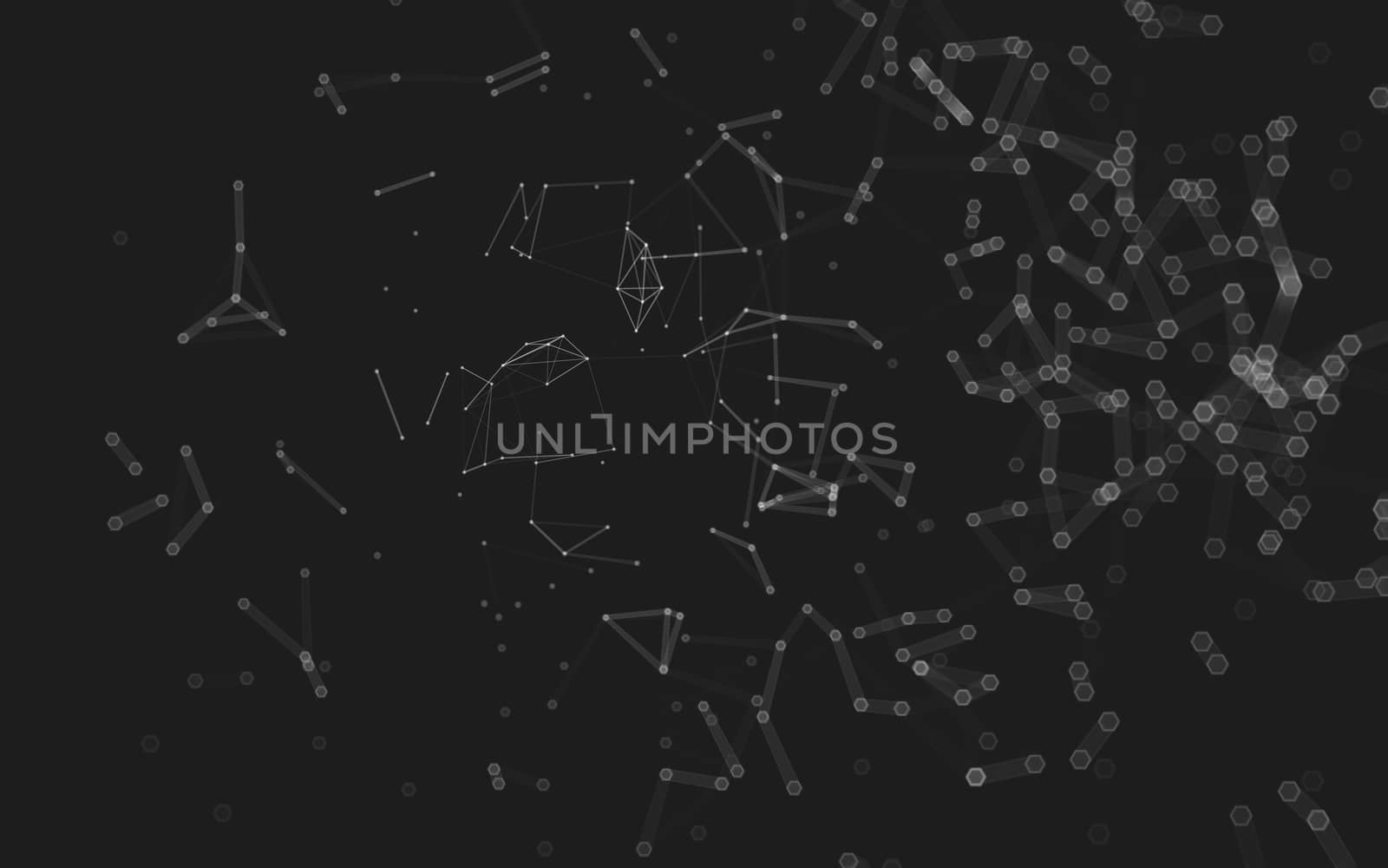 Abstract polygonal space low poly dark background with connecting dots and lines. Connection structure.