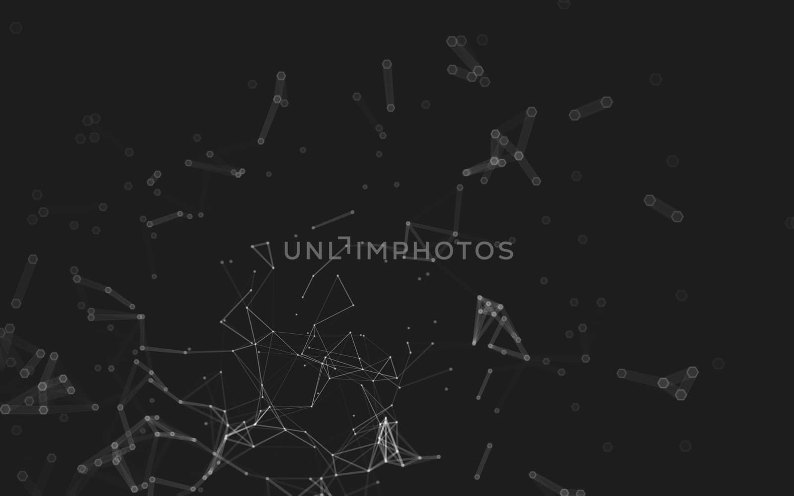 Abstract polygonal space low poly dark background with connecting dots and lines. Connection structure.