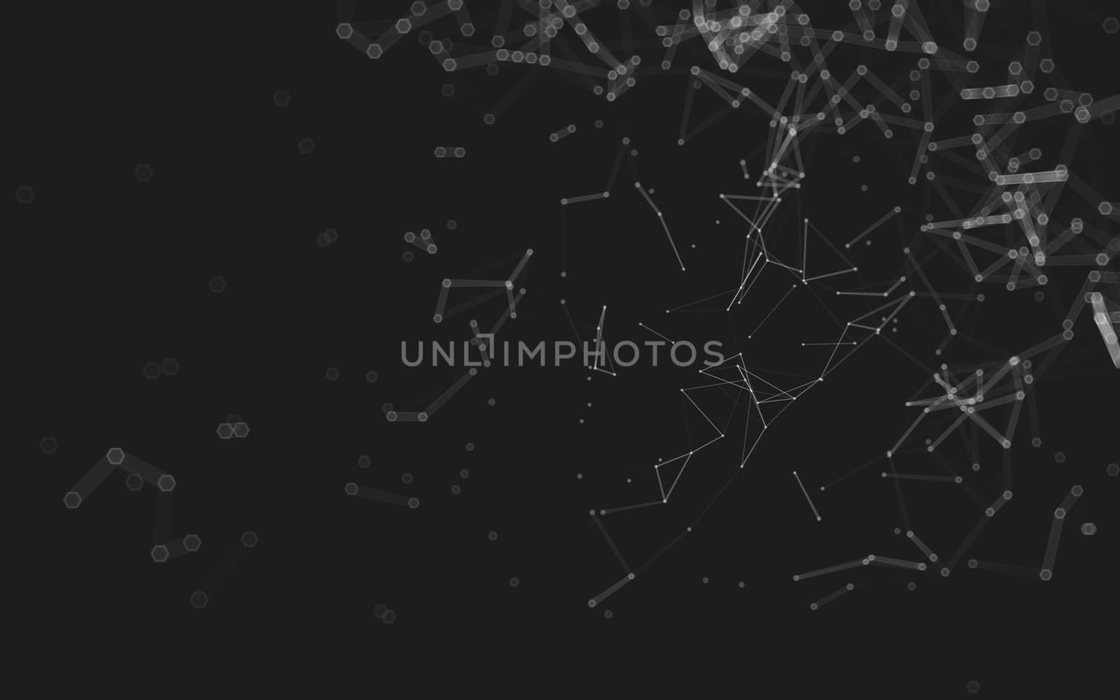 Abstract polygonal space low poly dark background with connecting dots and lines. Connection structure.