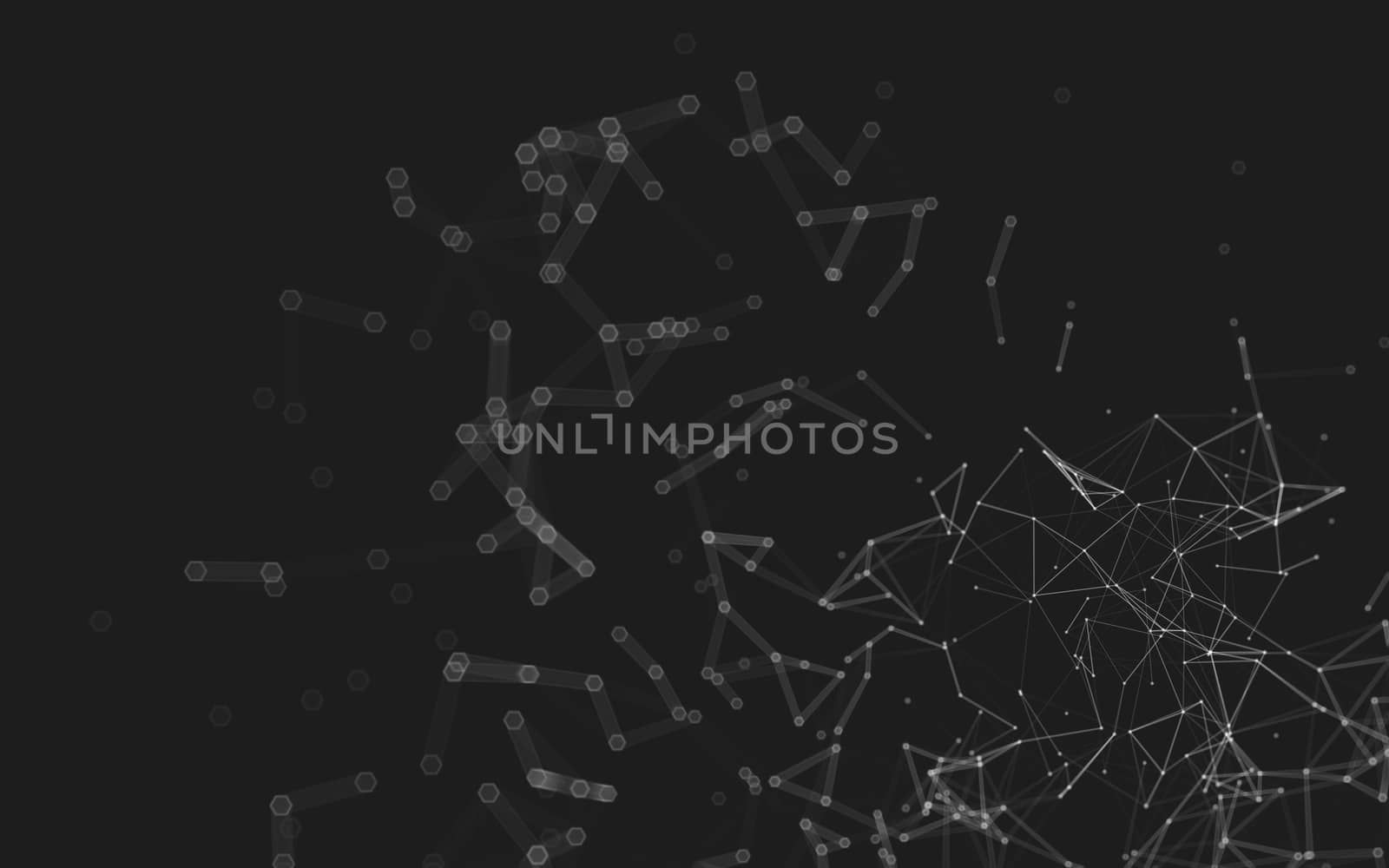 Abstract polygonal space low poly dark background with connecting dots and lines. Connection structure.