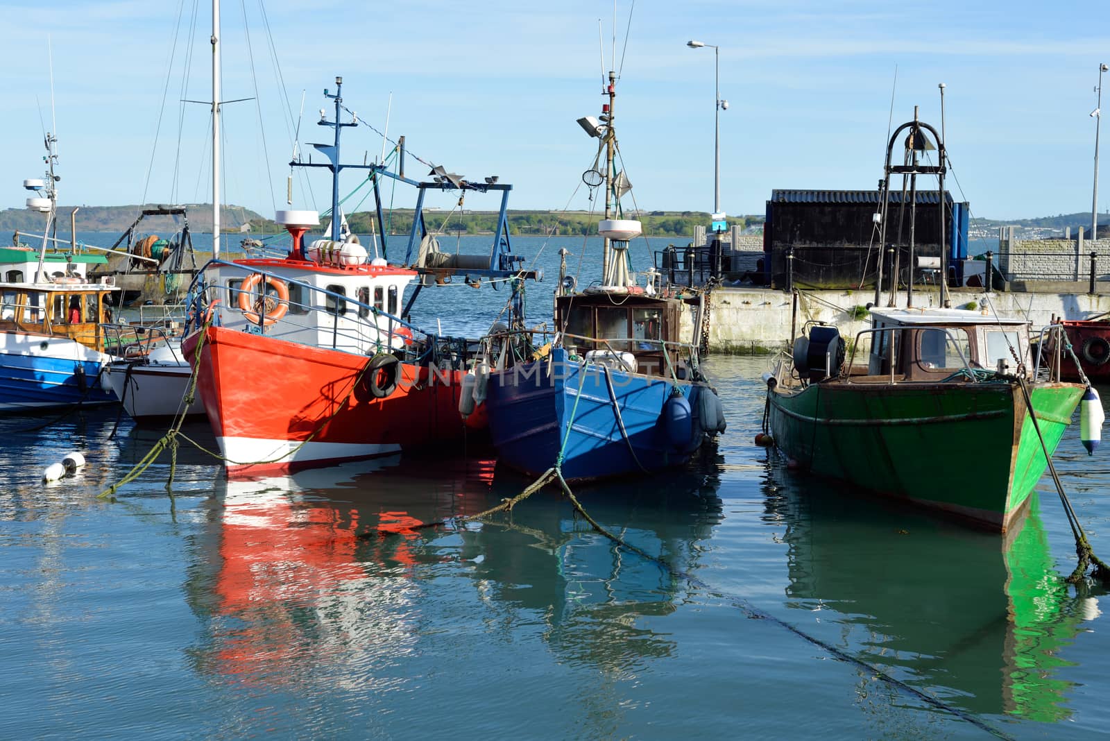 fishing boats in the bay at cobh county cork ireland