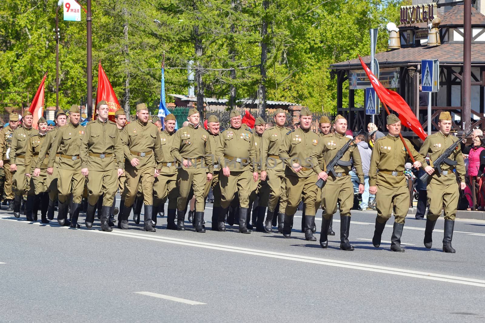 Parade on the Victory Day on May 9, 2016. Tyumen, Russia