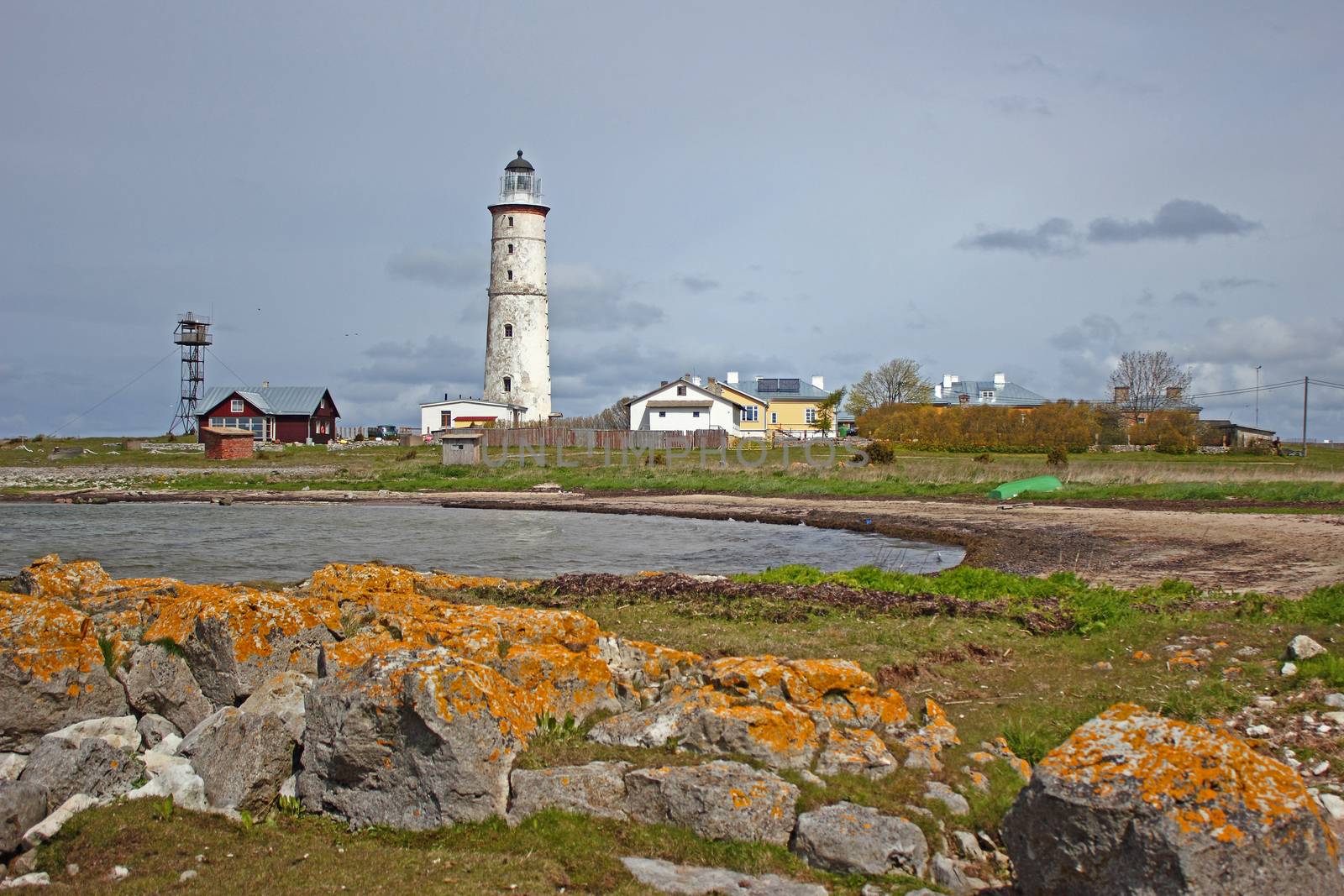 Lighthouse and its surroundings in Vilsandi National Park on Vilsandi island. Saaremaa, Estonia.