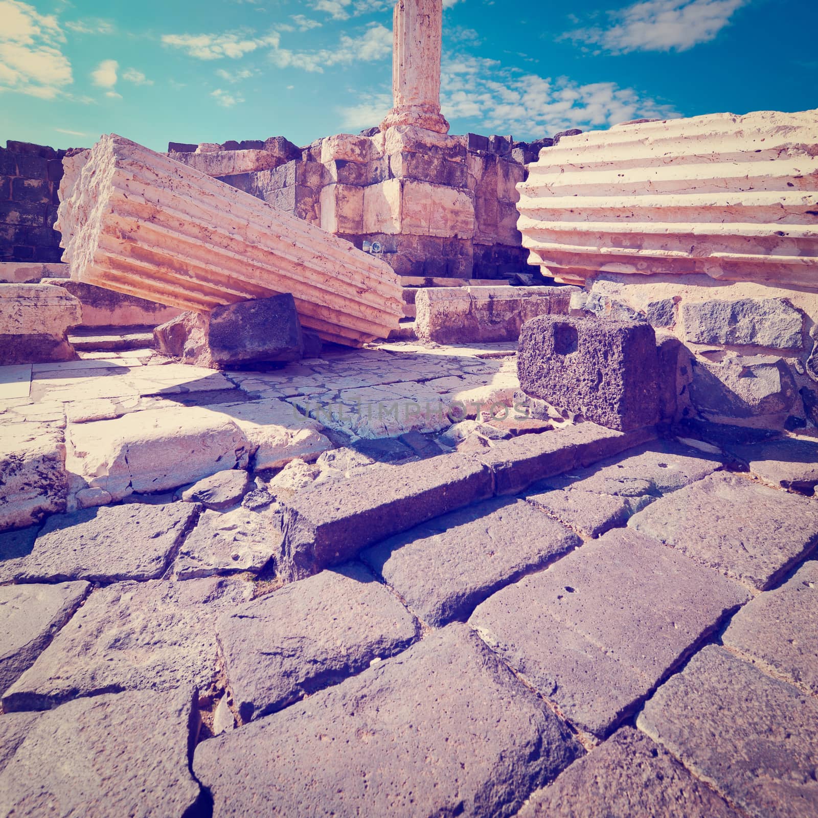 Ruins of Ancient Bet Shean which Collapsed during Earthquake, Instagram Effect