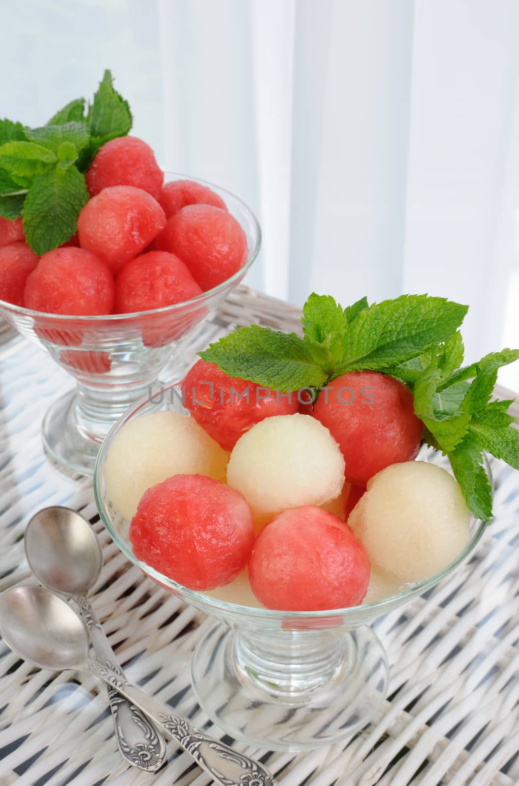 Chilled appetizer of watermelon balls