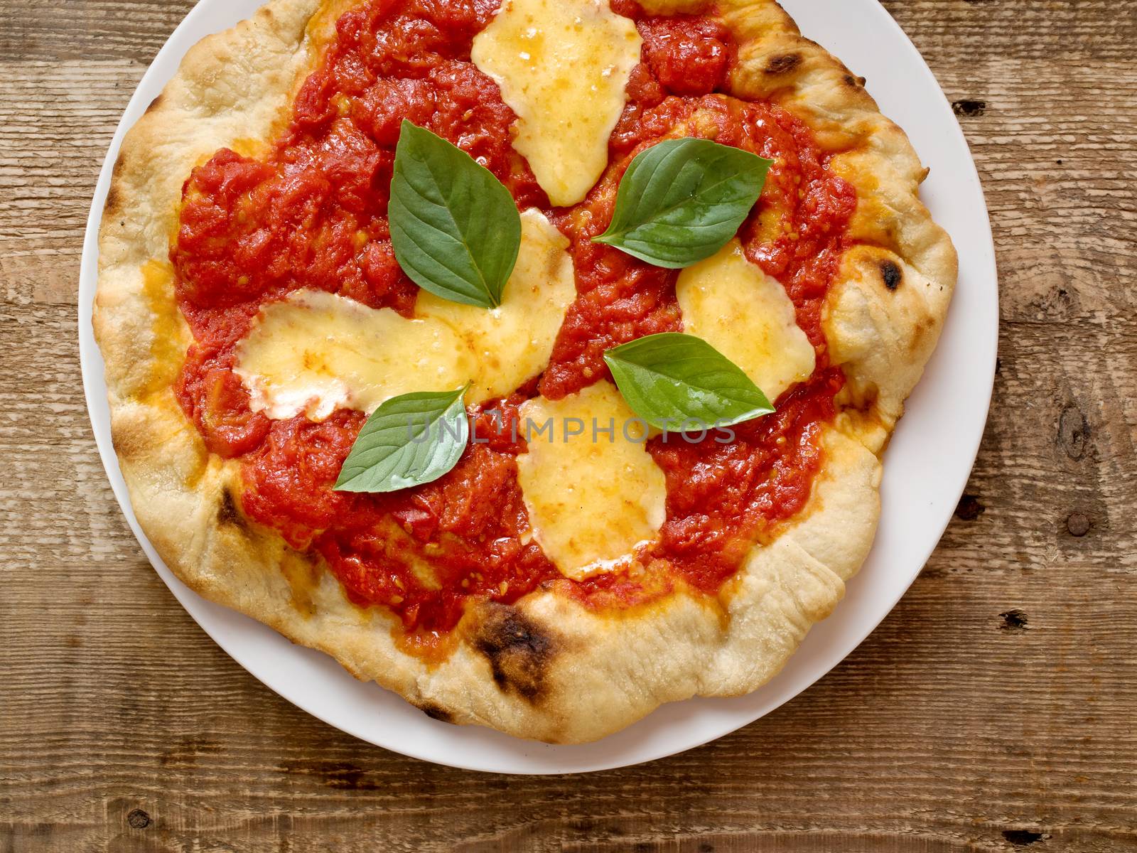 close up of rustic italian pizza margherita