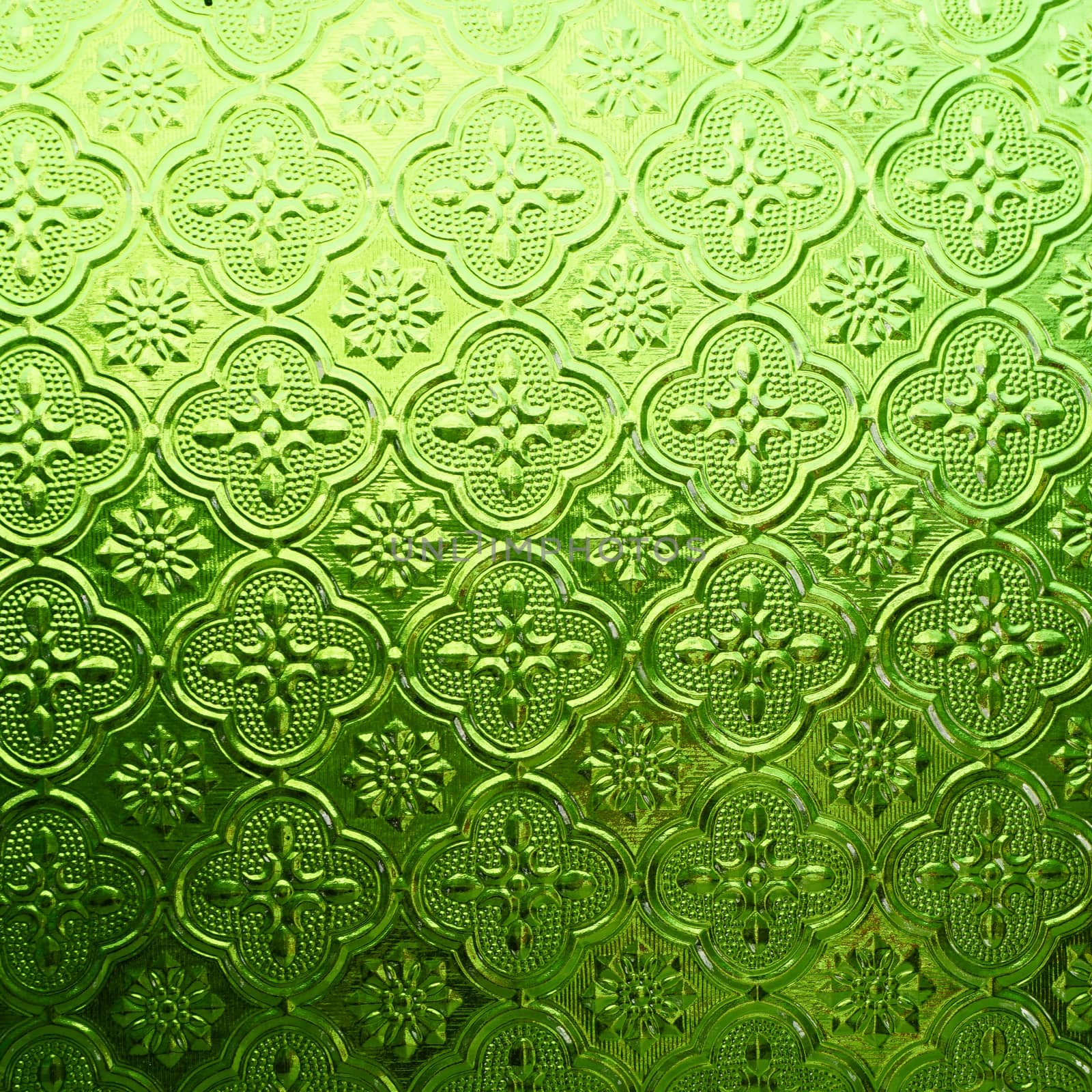green color glass with thai pattern style