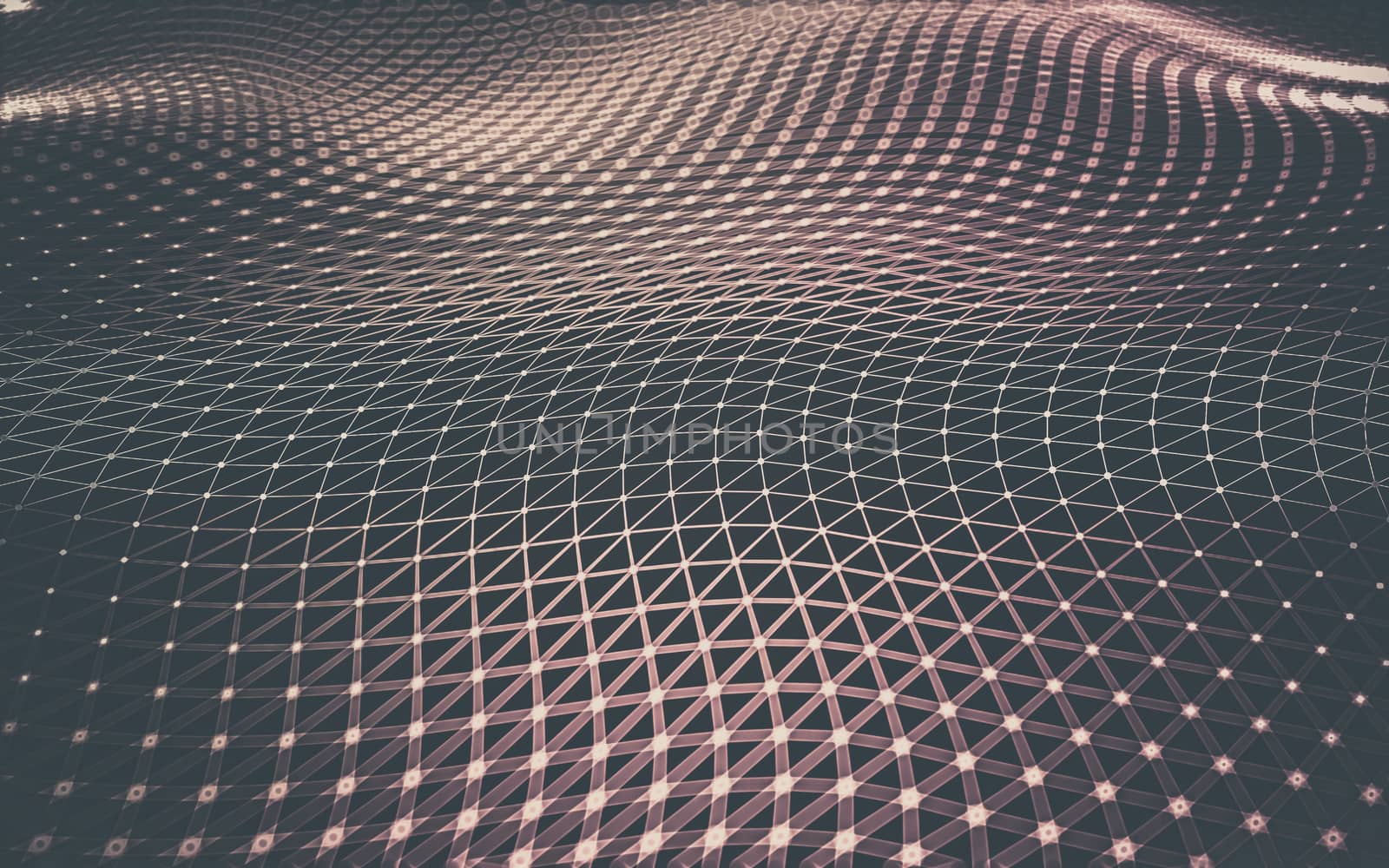 Abstract polygonal space low poly dark background with connecting dots and lines. Connection structure. 3d rendering