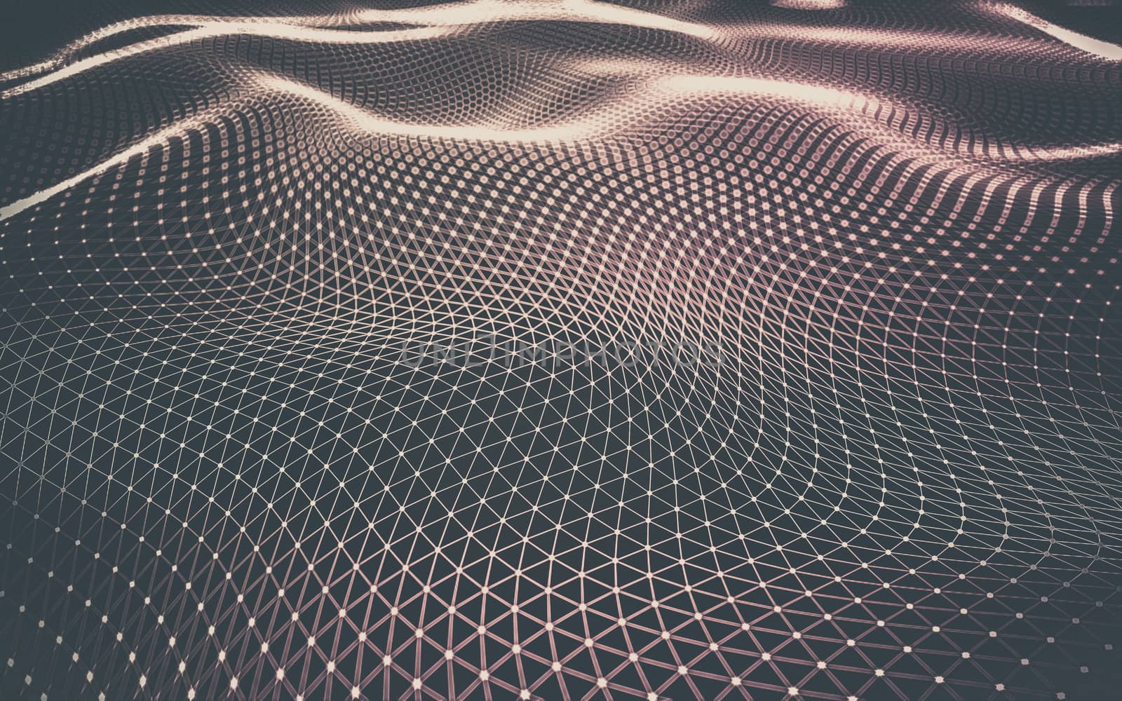 Abstract polygonal space low poly dark background with connecting dots and lines. Connection structure. 3d rendering