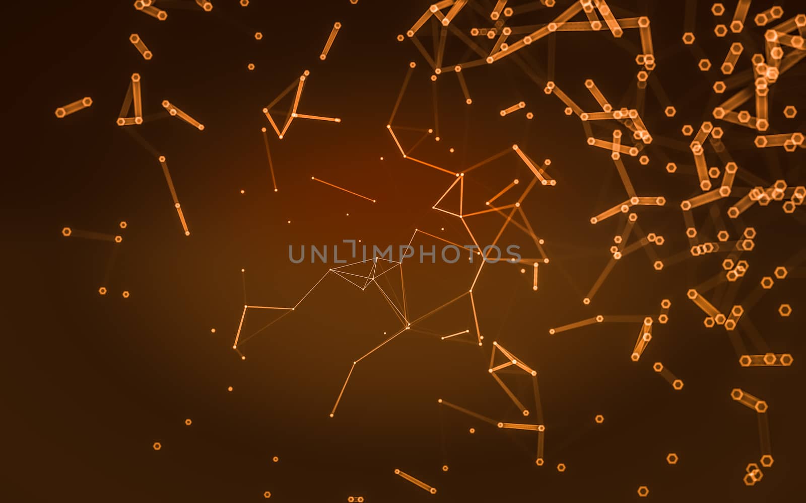 Abstract polygonal space low poly dark background with connecting dots and lines. Connection structure.