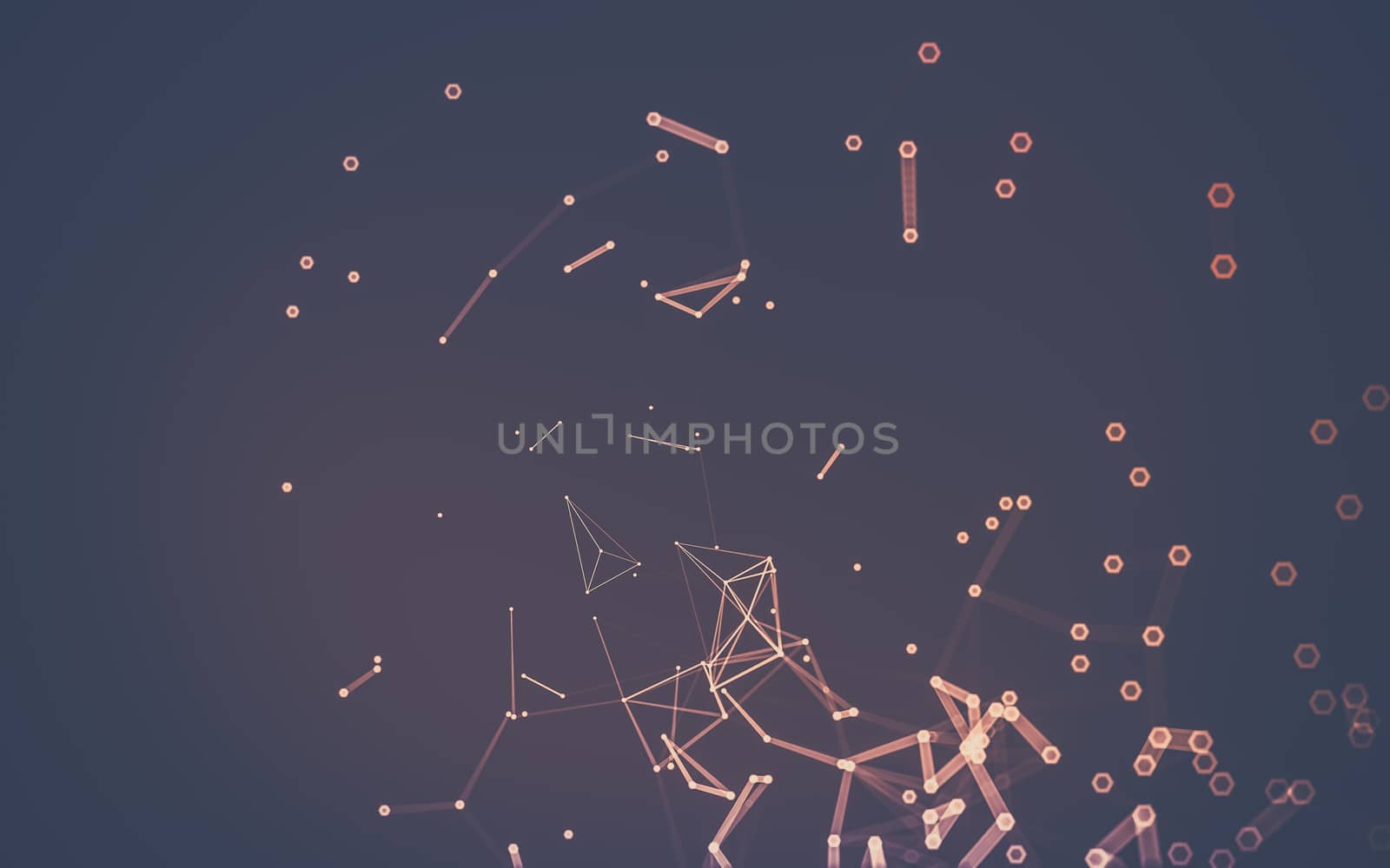 Abstract polygonal space low poly dark background with connecting dots and lines. Connection structure.