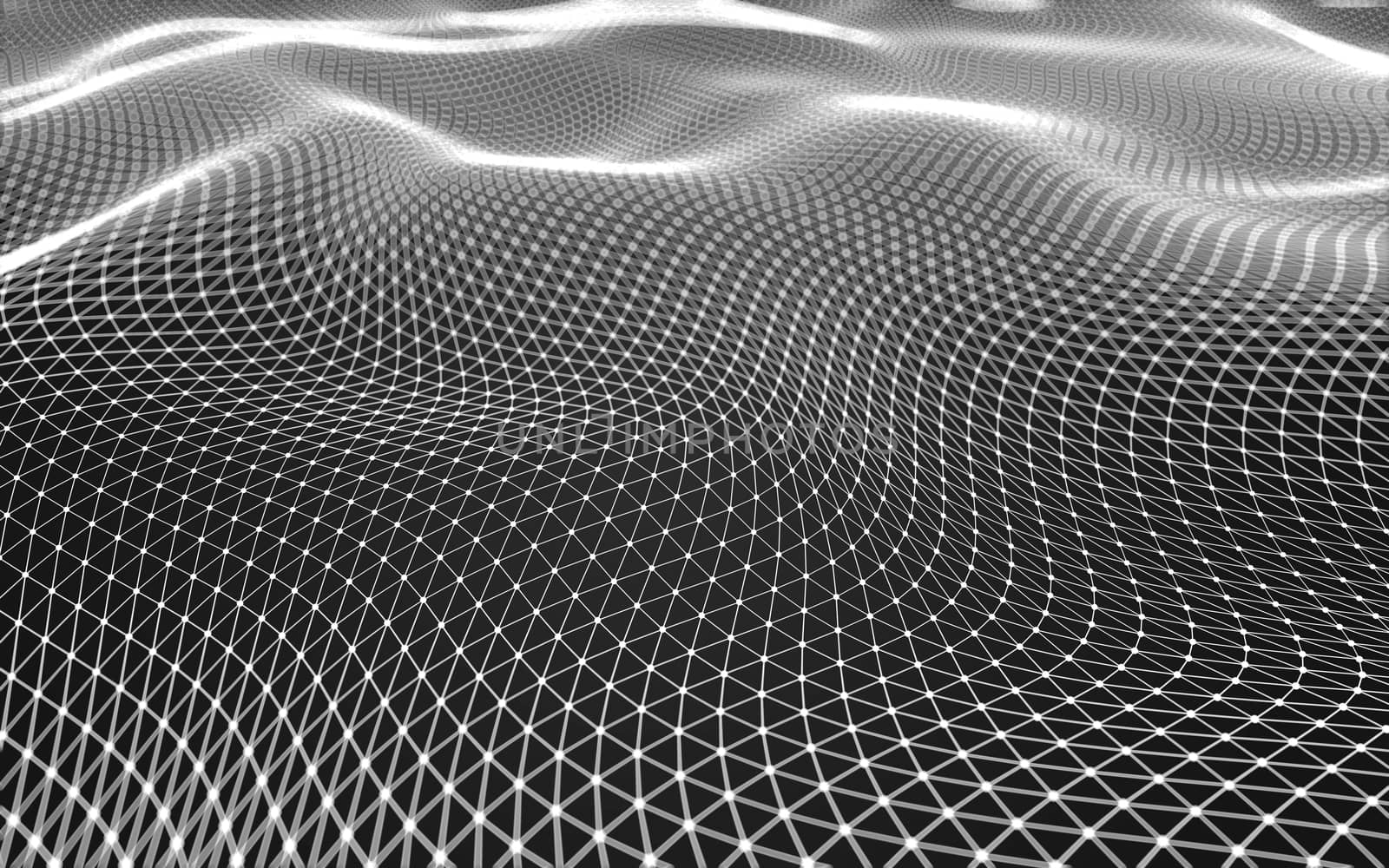 Abstract polygonal space low poly dark background with connecting dots and lines. Connection structure. 3d rendering