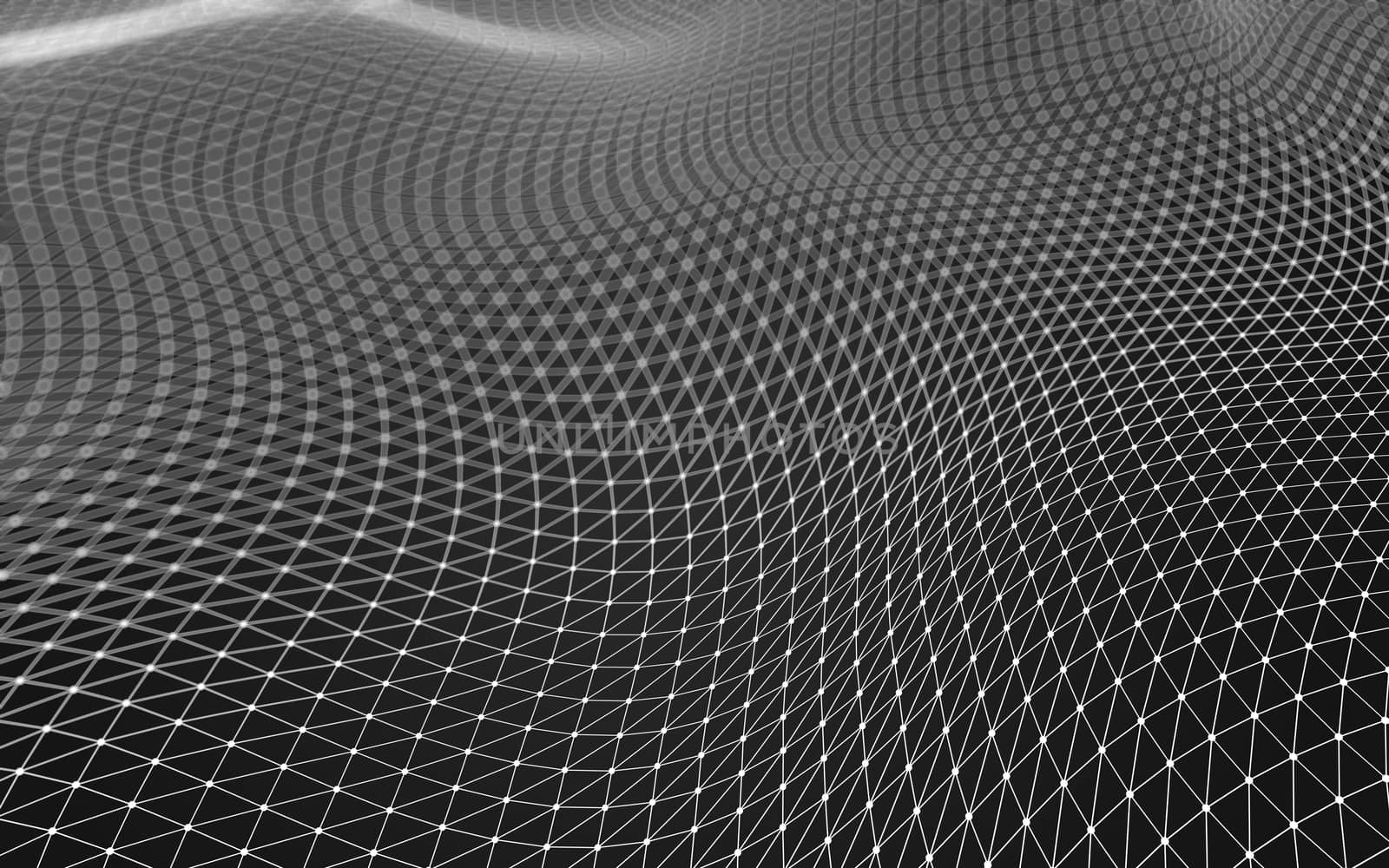 Abstract polygonal space low poly dark background with connecting dots and lines. Connection structure. 3d rendering