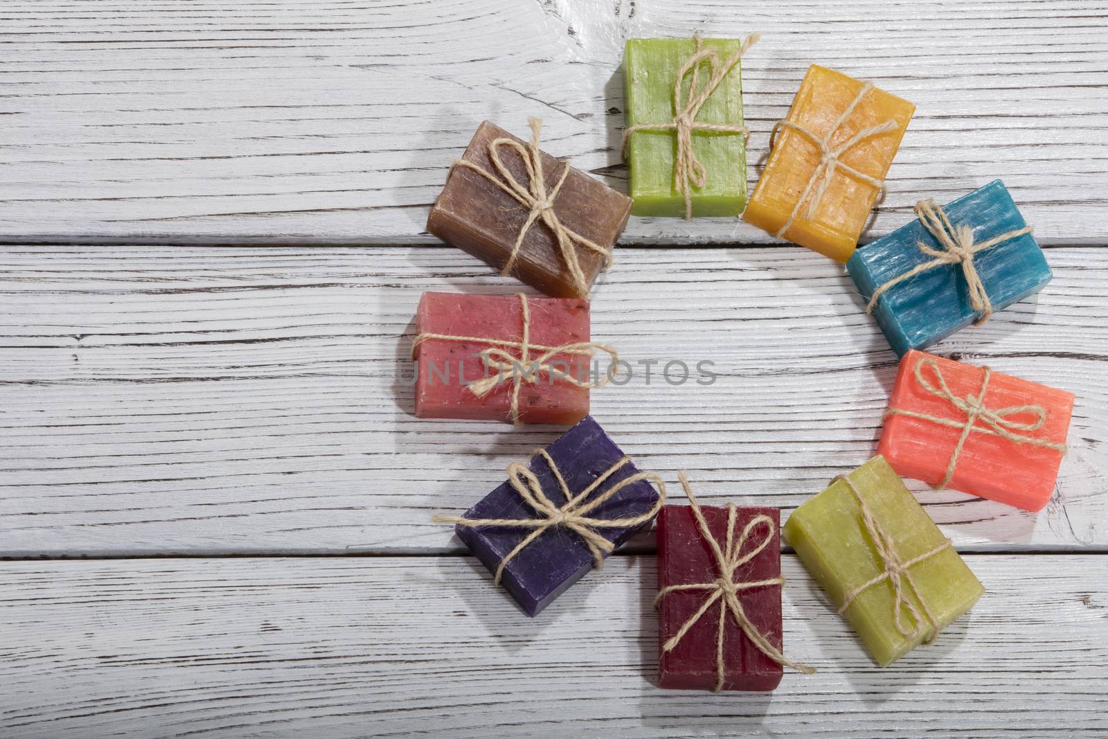 colorful natural herbal soaps