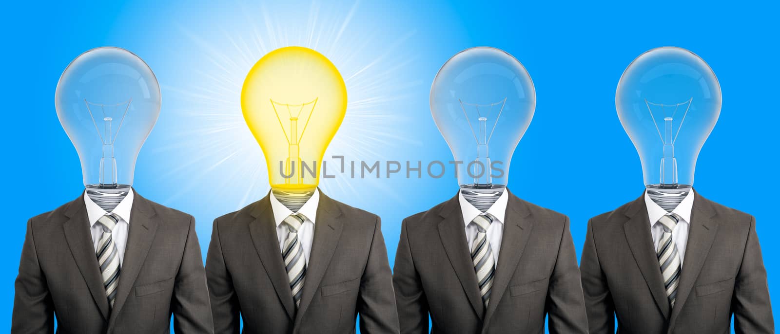 Businessmen with lamp-head  by cherezoff