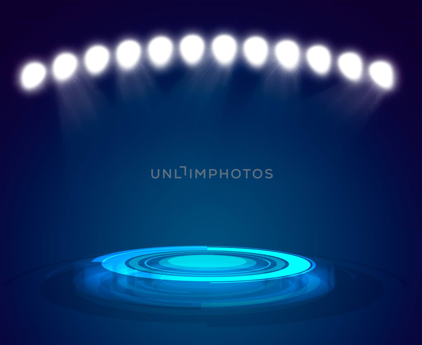 Rays of blue light on dark background and copy space for your text or object. Exhibition template