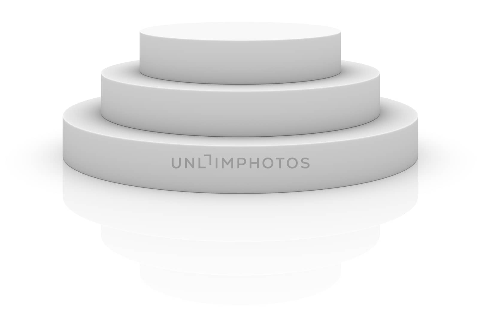 Round stage podium, pedestal isolated on white background. 3D illustration