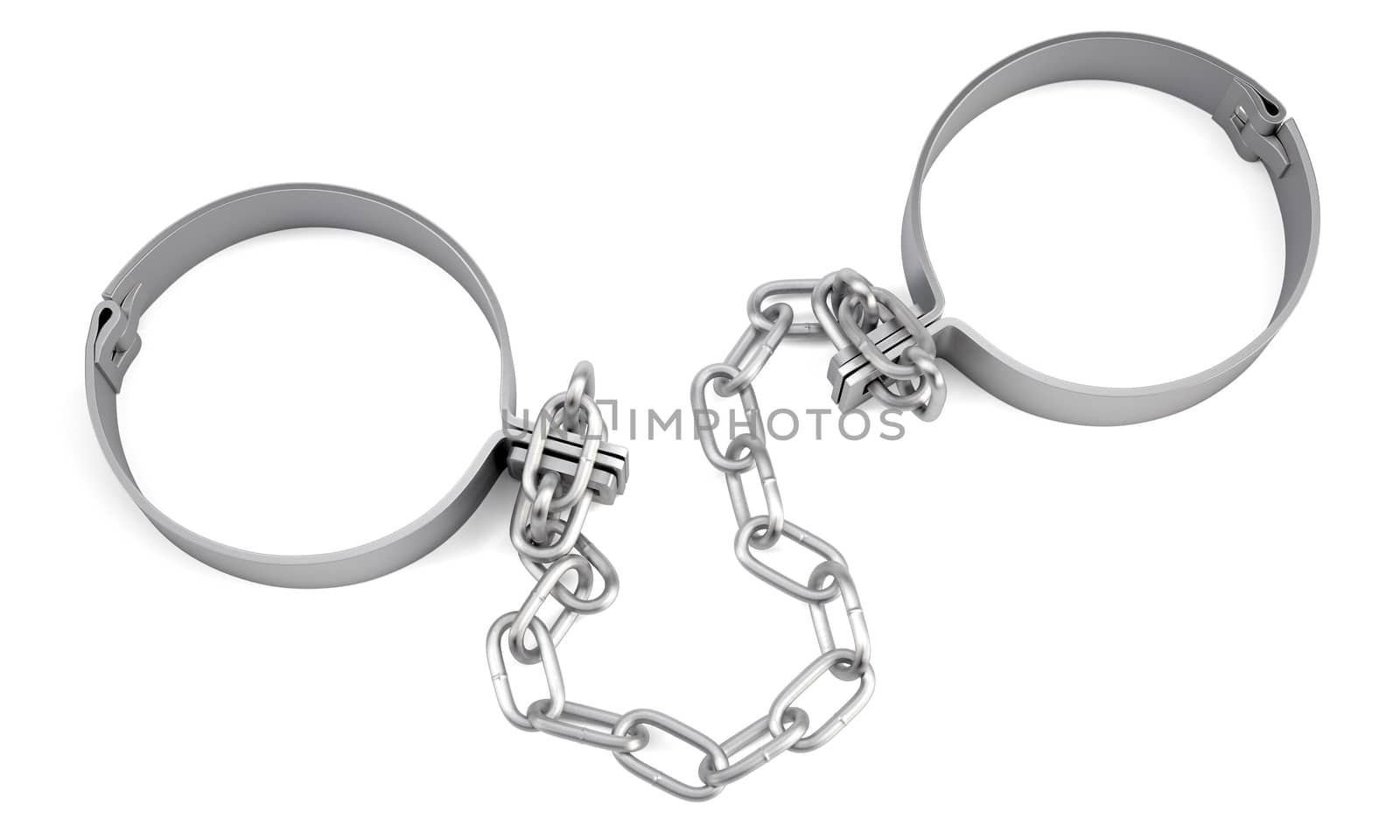 Handcuffs isolated on white background. 3D illustration