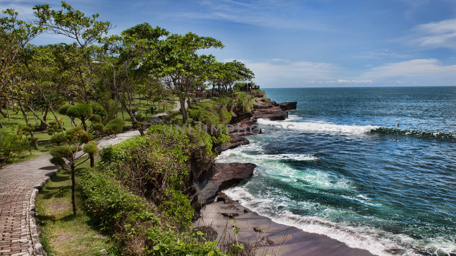 Coast at Uluwatu temple, Bali, Indonesia. The path by the ocean