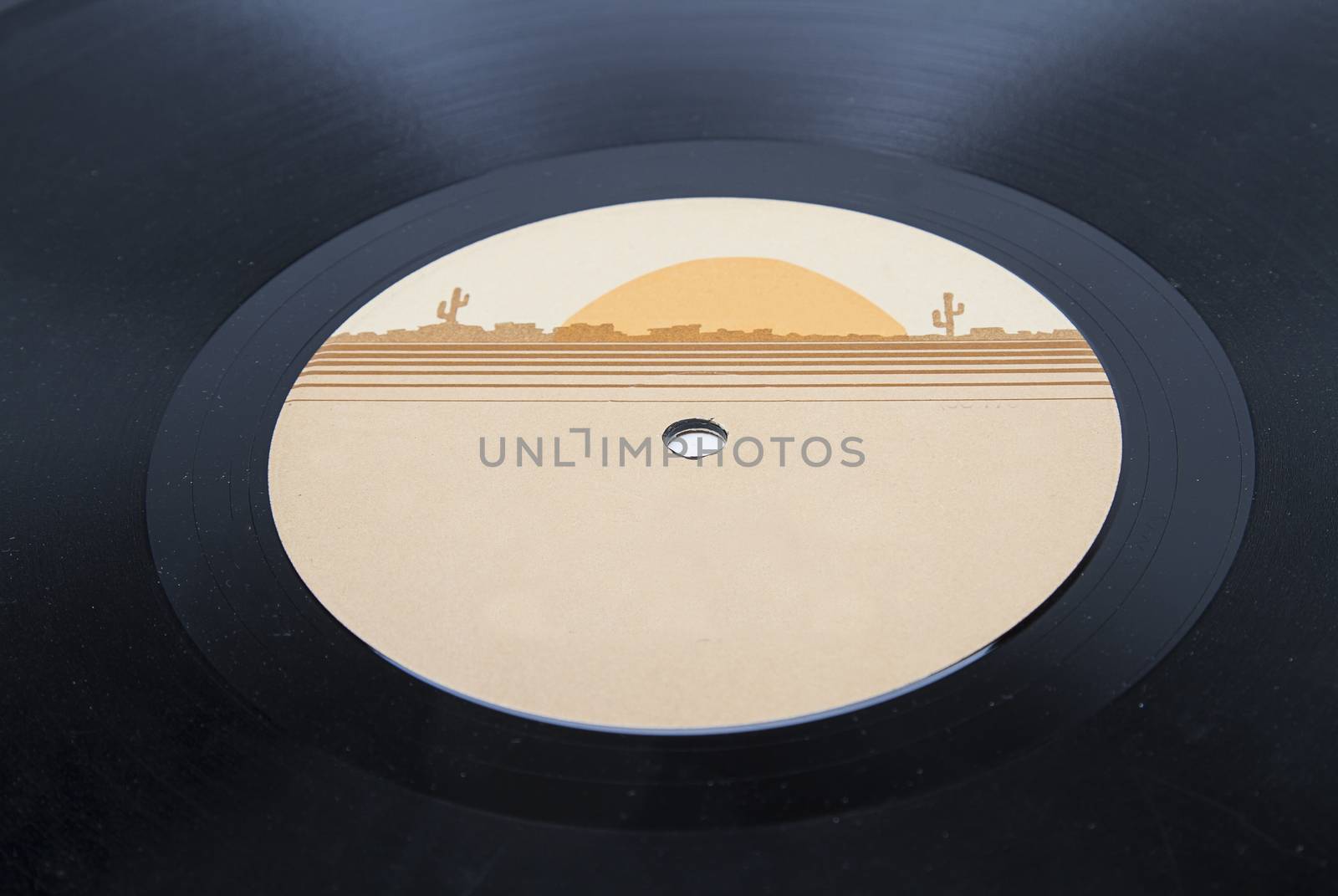 Close up of an old dusty western vinyl record