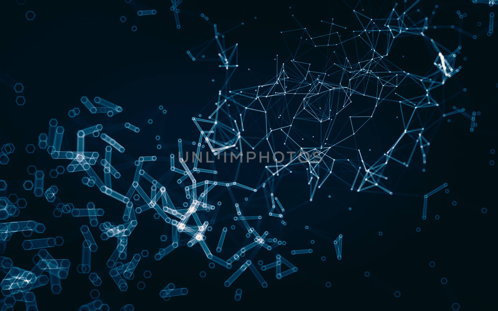 Abstract polygonal space low poly dark background with connecting dots and lines. Connection structure. 3d rendering