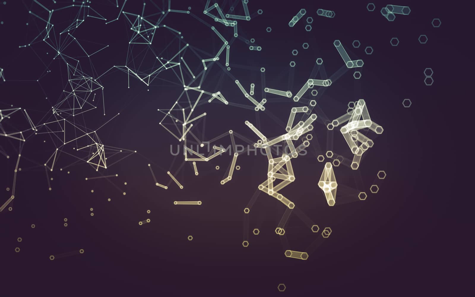 Abstract polygonal space low poly dark background with connecting dots and lines. Connection structure. 3d rendering