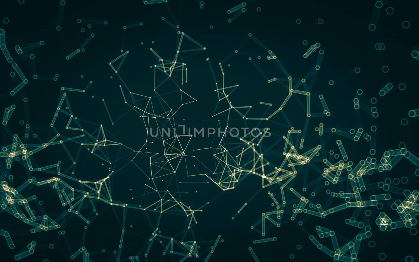 Abstract polygonal space low poly dark background, 3d rendering by teerawit