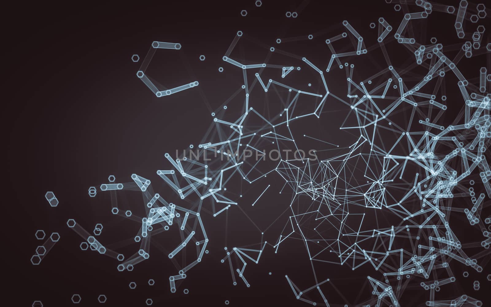 Abstract polygonal space low poly dark background with connecting dots and lines. Connection structure. 3d rendering