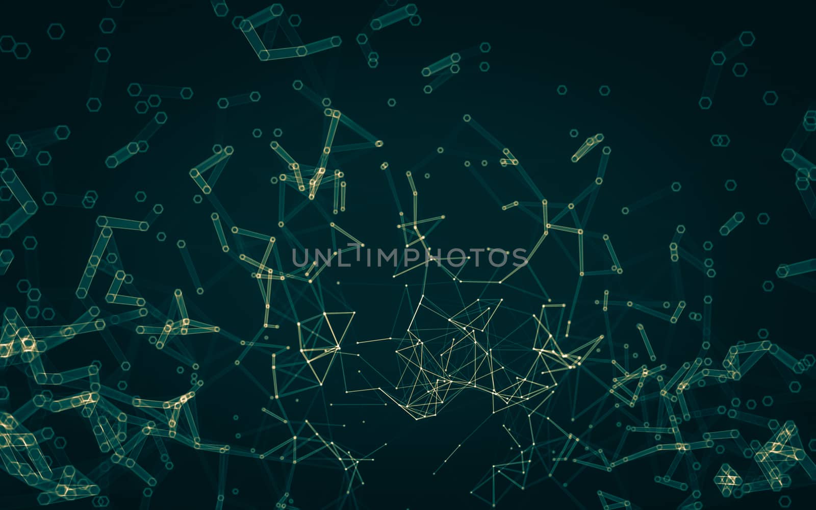 Abstract polygonal space low poly dark background with connecting dots and lines. Connection structure. 3d rendering