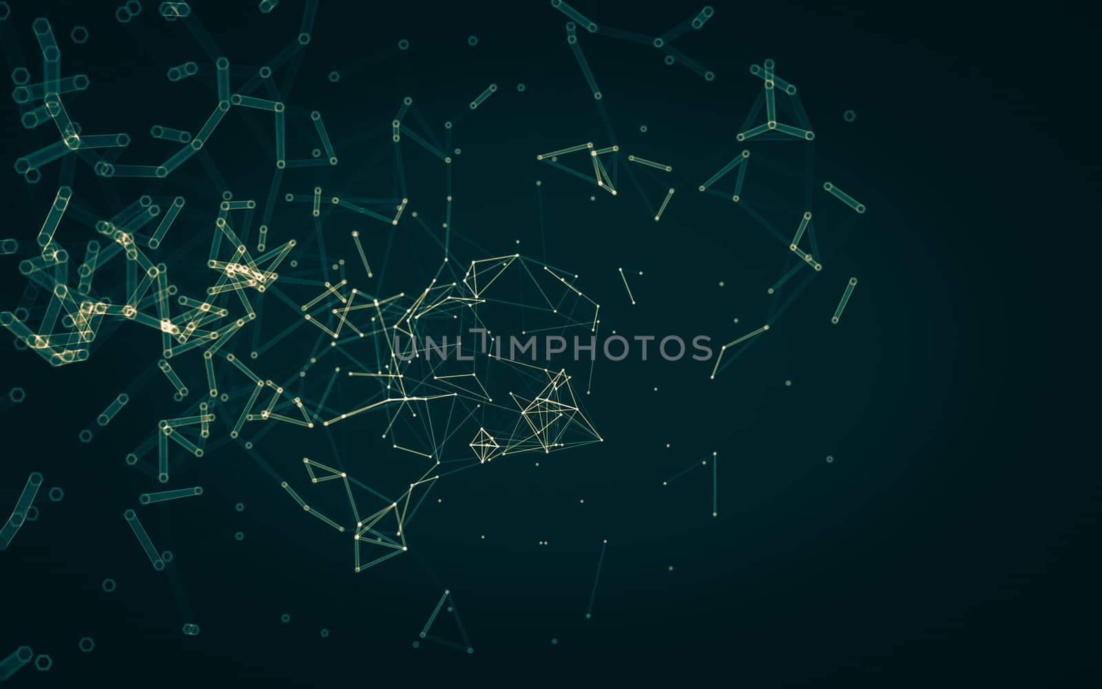 Abstract polygonal space low poly dark background, 3d rendering by teerawit