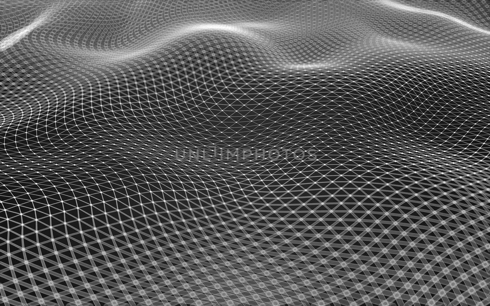 Abstract polygonal space low poly dark background with connecting dots and lines. Connection structure. 3d rendering