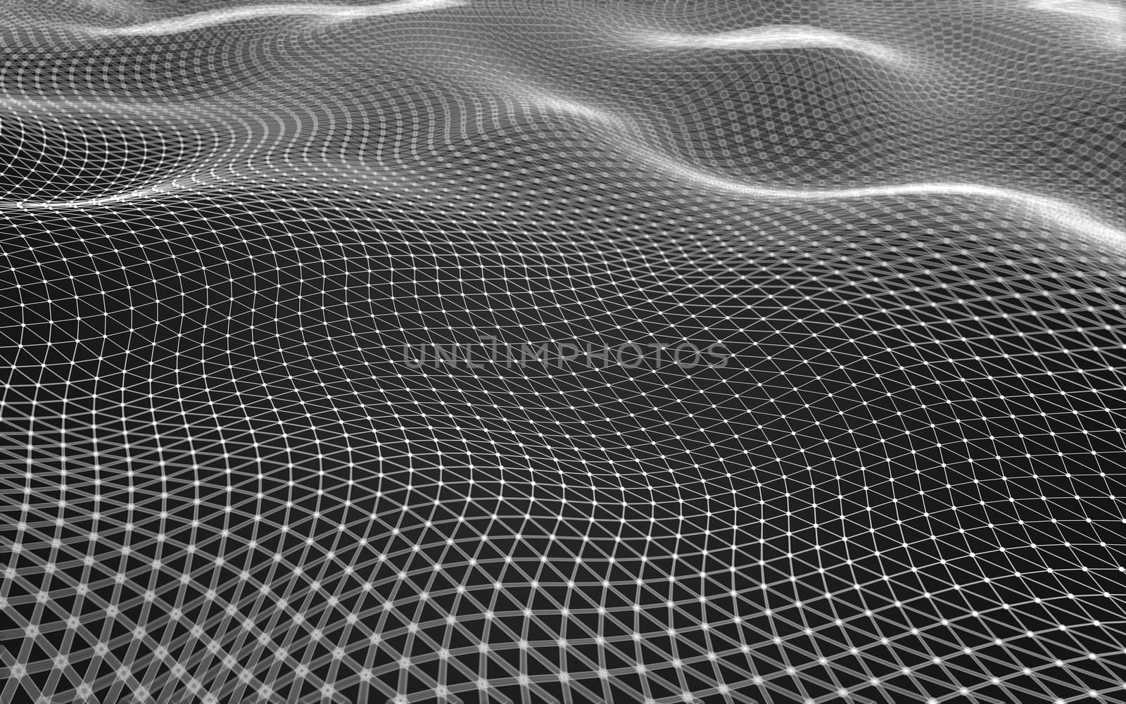 Abstract polygonal space low poly dark background with connecting dots and lines. Connection structure. 3d rendering