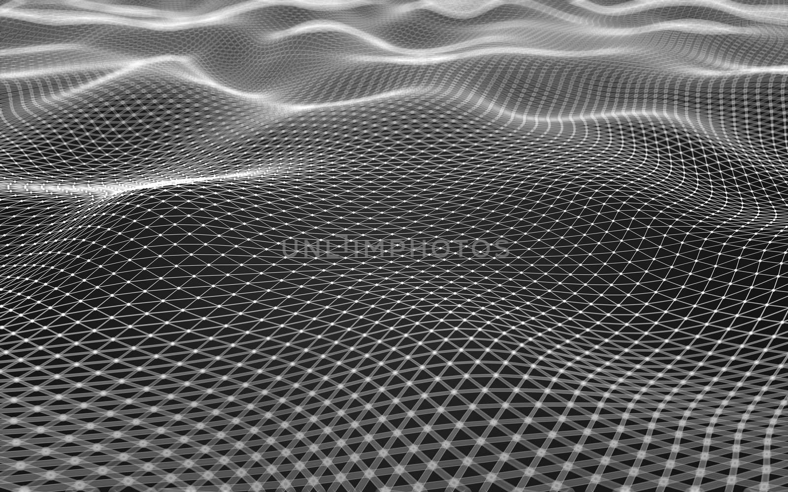 Abstract polygonal space low poly dark background with connecting dots and lines. Connection structure. 3d rendering