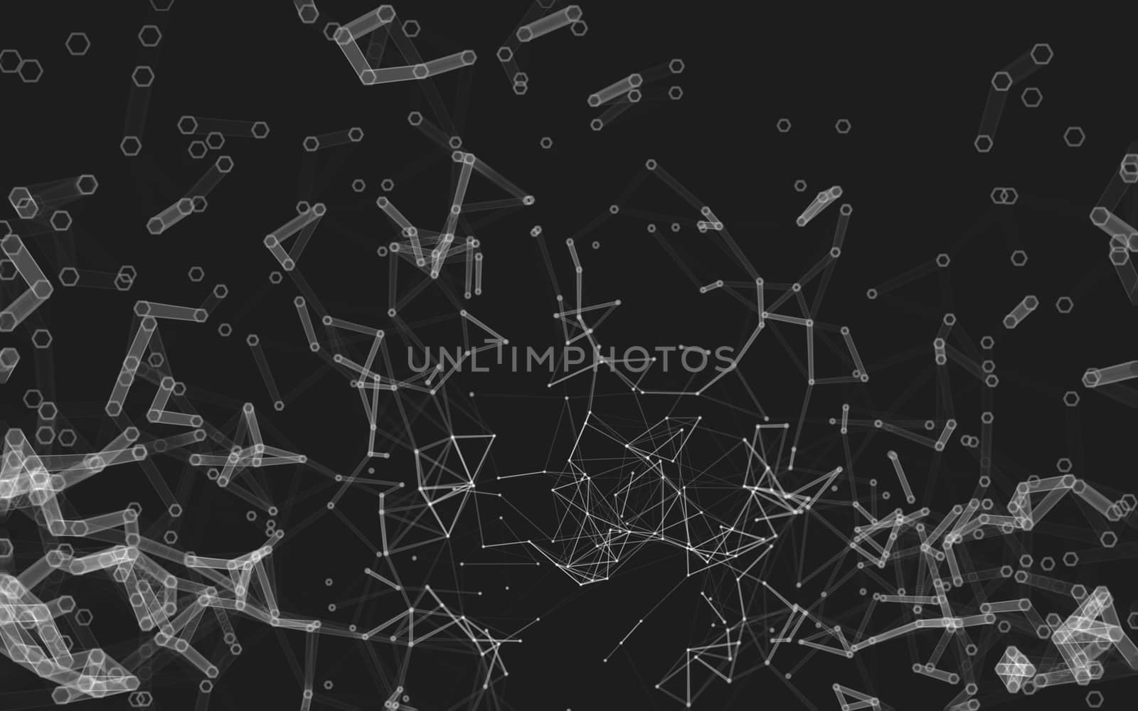 Abstract polygonal space low poly dark background, 3d rendering by teerawit