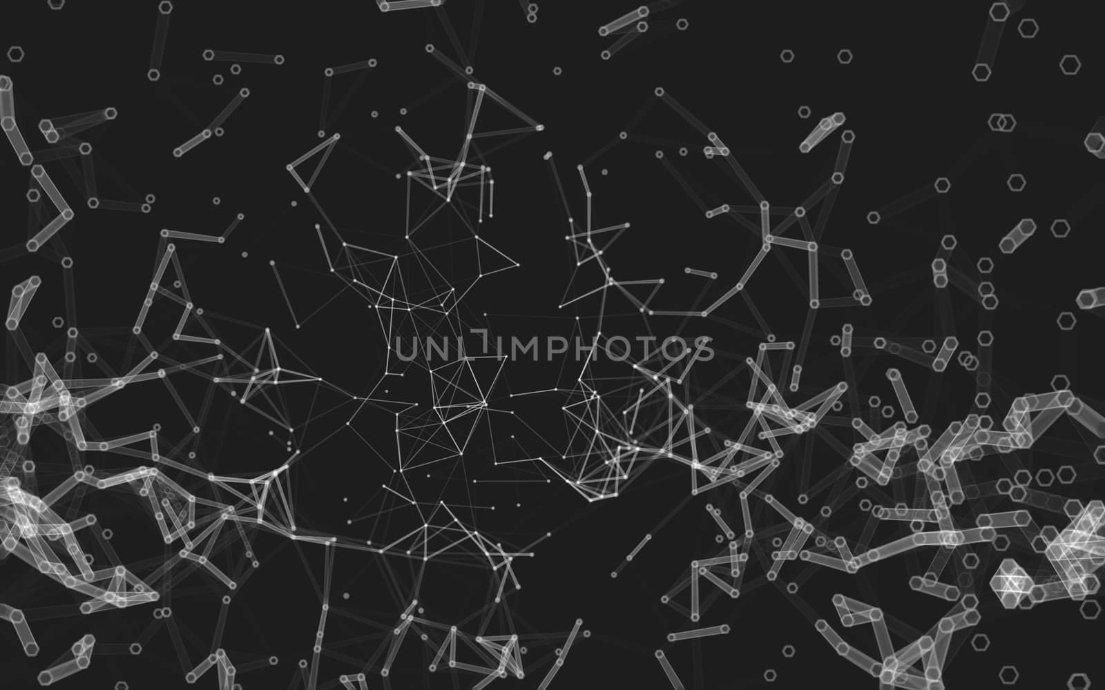 Abstract polygonal space low poly dark background, 3d rendering by teerawit