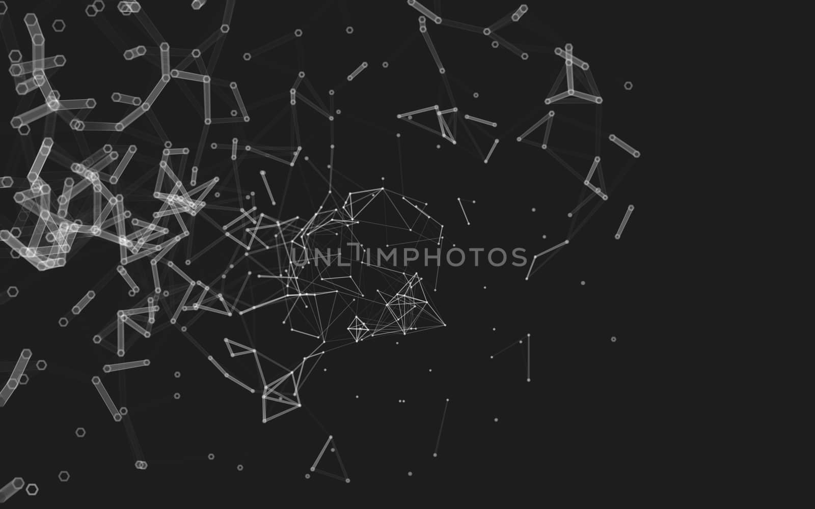 Abstract polygonal space low poly dark background, 3d rendering by teerawit