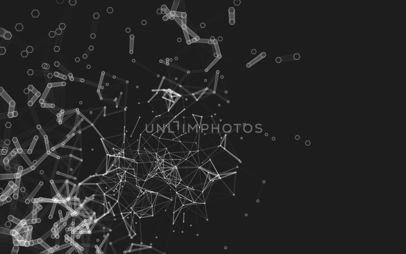 Abstract polygonal space low poly dark background with connecting dots and lines. Connection structure. 3d rendering