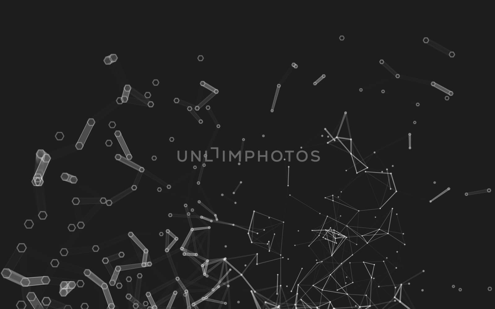 Abstract polygonal space low poly dark background, 3d rendering by teerawit