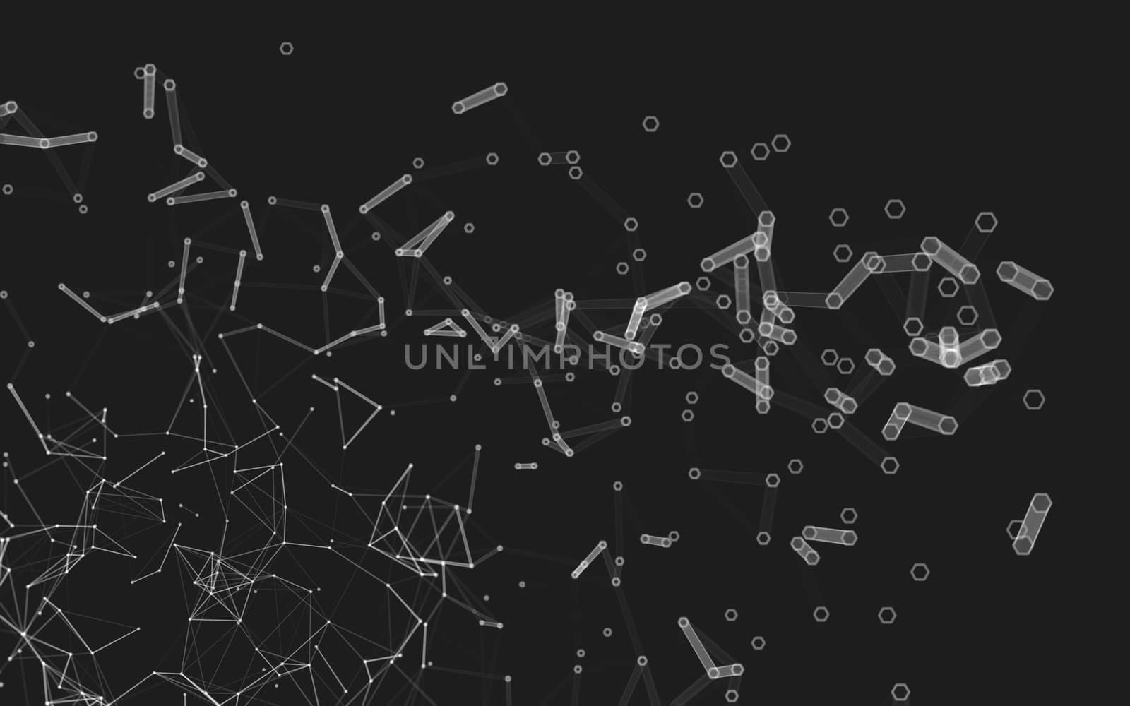 Abstract polygonal space low poly dark background, 3d rendering by teerawit