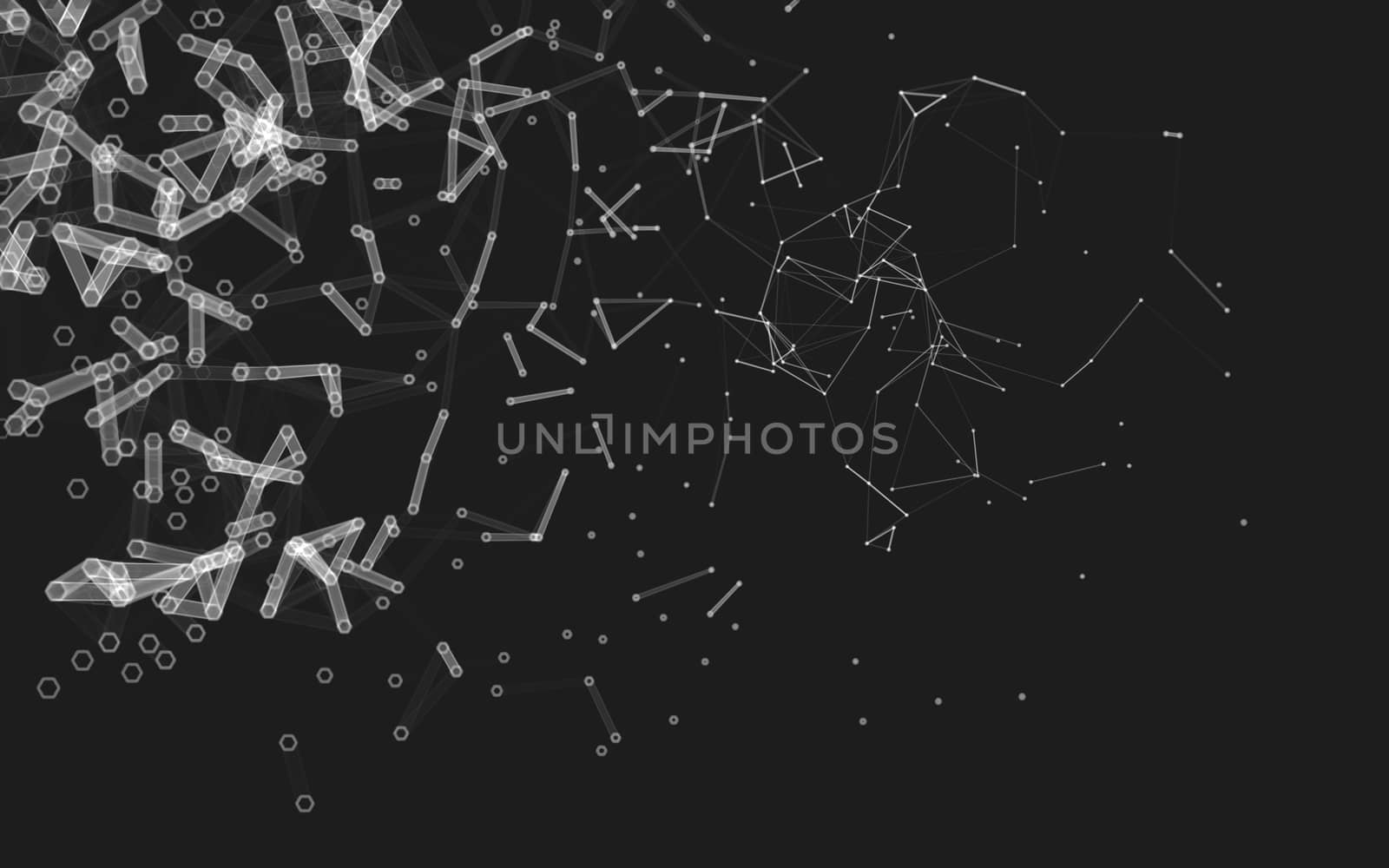 Abstract polygonal space low poly dark background, 3d rendering by teerawit